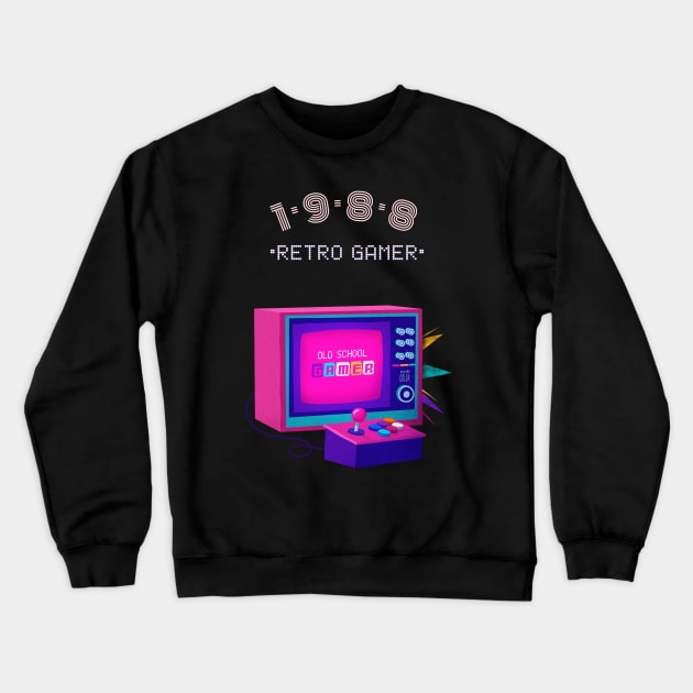 Retro Gamer 1988 - Gamer Gift Crewneck Sweatshirt by Meme My Shirt Shop